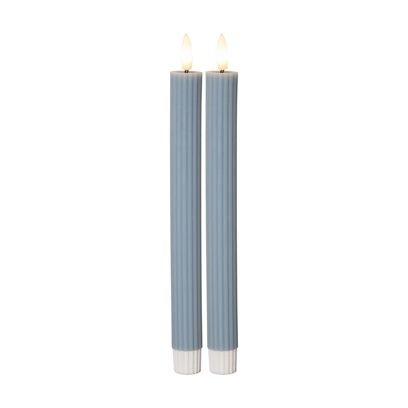 lampenwelt LED-Kerze Flamme Stripe blau 25 cm Wachs Batterie 2er-Set Super Sparpreis