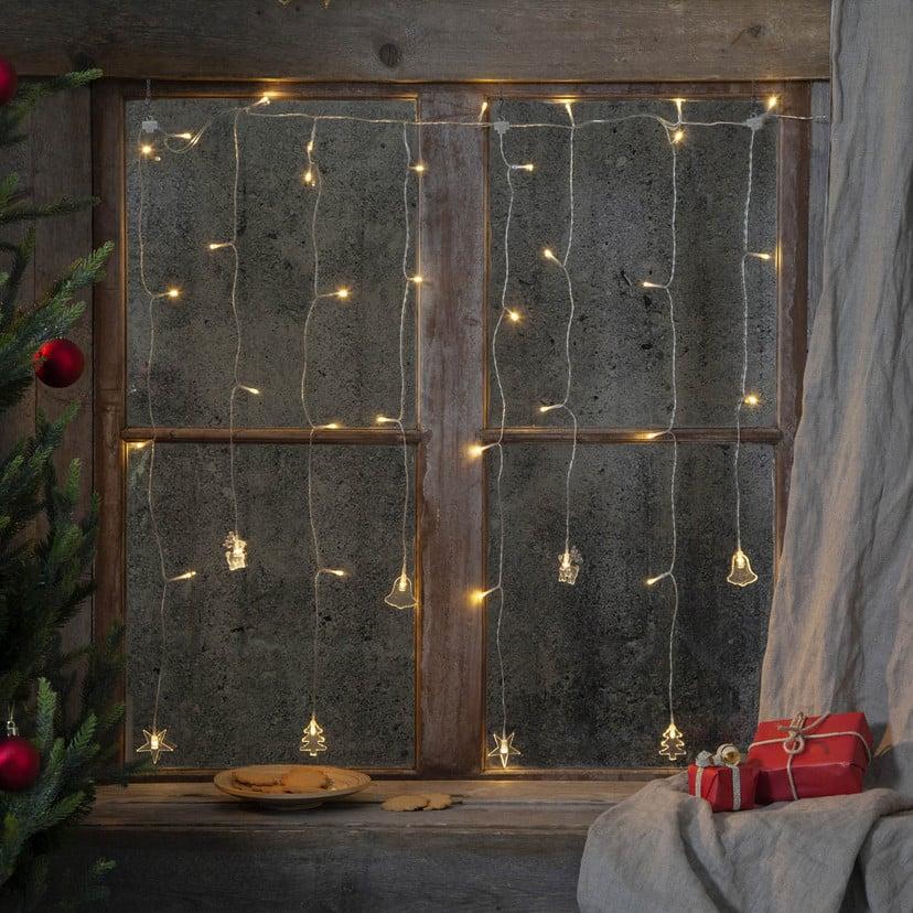 lampenwelt LED-Lichtervorhang Decy mit Weihnachtsmotiven