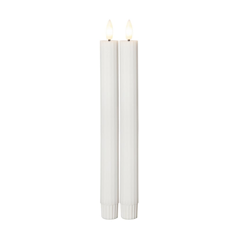 lampenwelt LED-Kerze Flamme Stripe weiß 25 cm Wachs Batterie 2er-Set Speichern exportieren