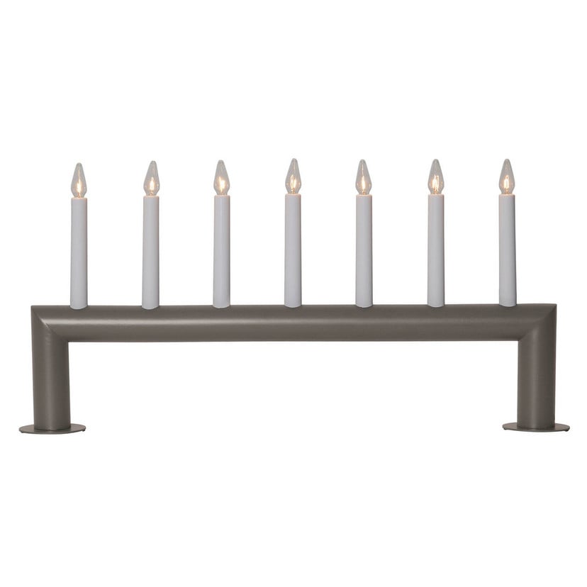 lampenwelt Kerzenleuchter Circum gerade 7flammig graubraun im Angebot