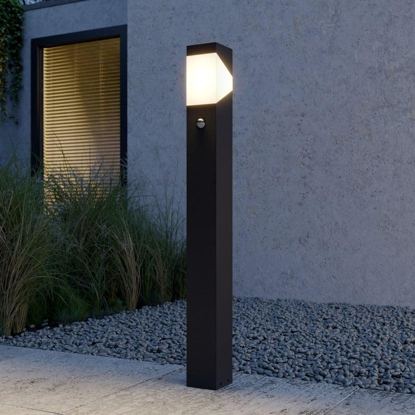 lampenwelt Lucande Wegeleuchte Kiran 100 cm Sensor grau IP44 E27