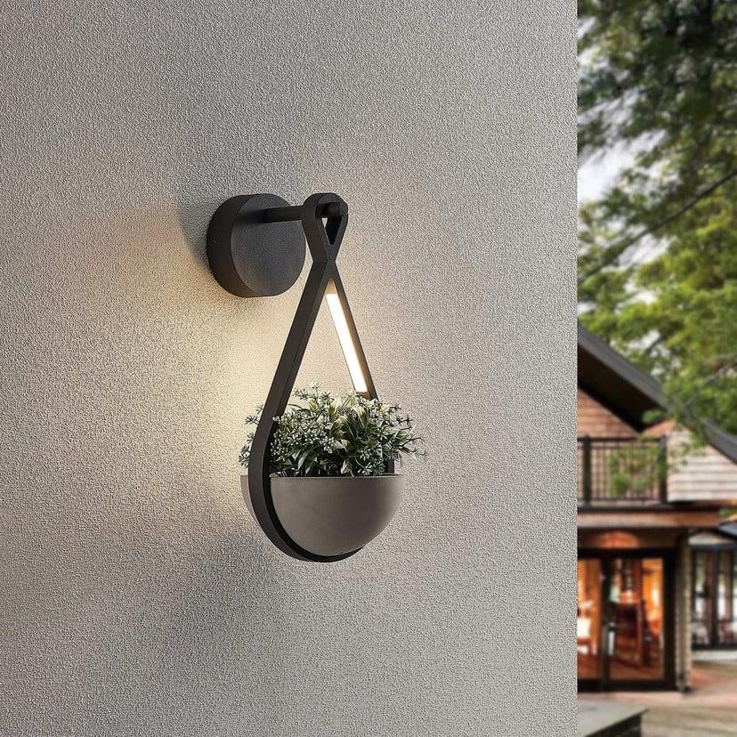 lampenwelt Lucande LED-Außenwandleuchte Florka Naturstein Blumenampel Fabrik Onlineshop