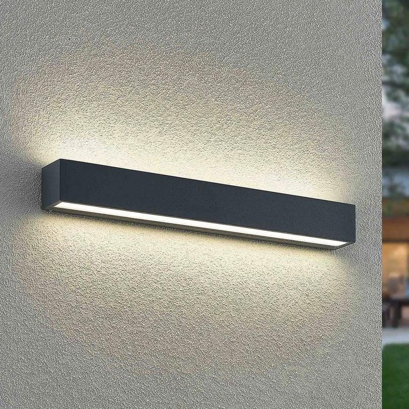 lampenwelt Lucande LED-Außenwandlampe Lengo 50cm grafit up/down CCT