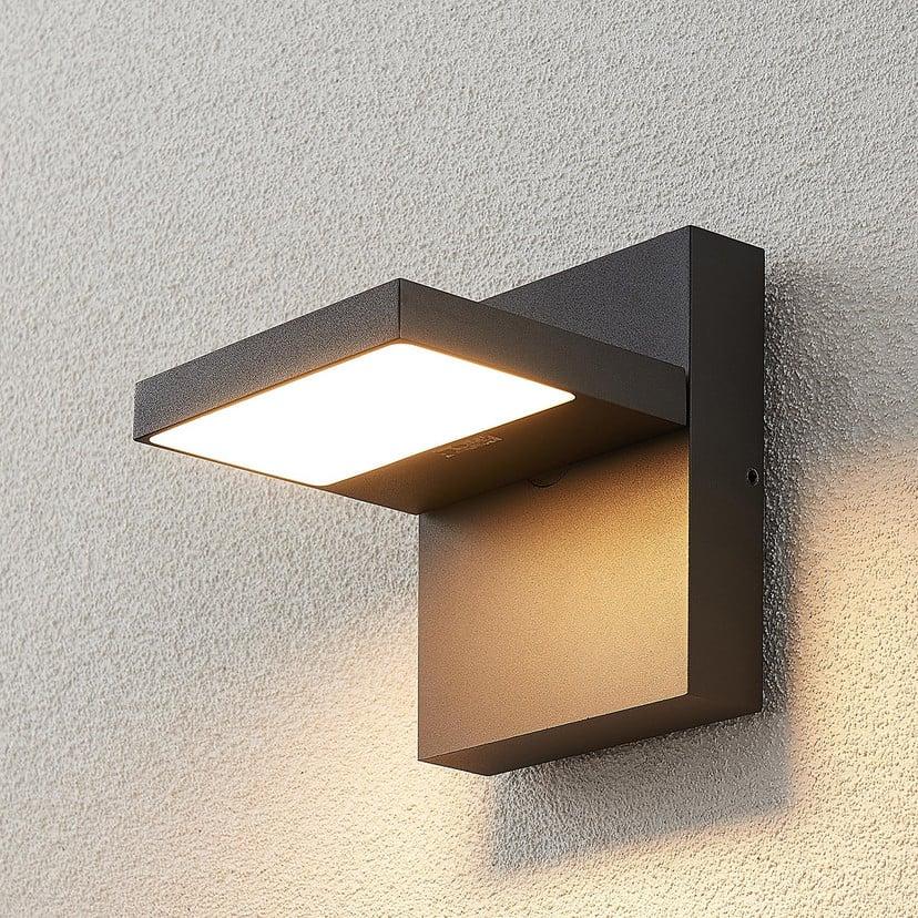 lampenwelt Lucande LED-Außenwandlampe Silvan grafitgrau IP65 14 cm
