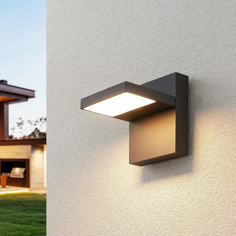 lampenwelt Lucande LED-Außenwandlampe Silvan grafitgrau IP65 14 cm Begrenztes Angebot