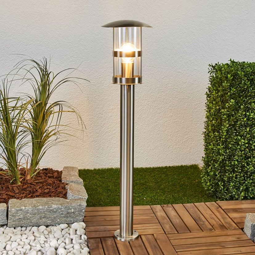 lampenwelt Lindby Wegelampe Noemi grau Edelstahl 80 cm IP44