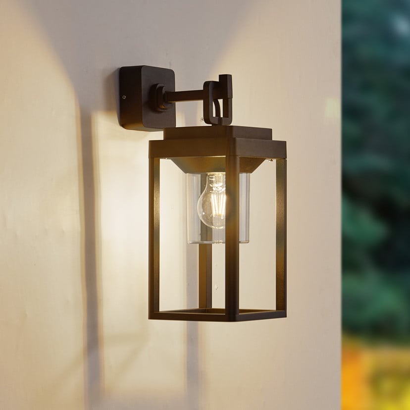 lampenwelt Lucande Außenwandleuchte Milanka 43 cm schwarz IP65 E27