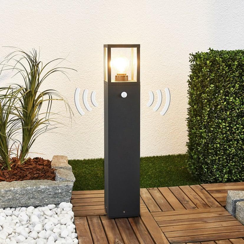 lampenwelt Lucande Wegeleuchte Klemens 65 cm Sensor grafitgrau E27