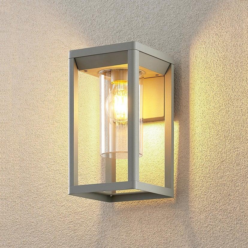 lampenwelt Lindby Außenwandleuchte Estami silber Metall 27cm Valentinstagsangebot