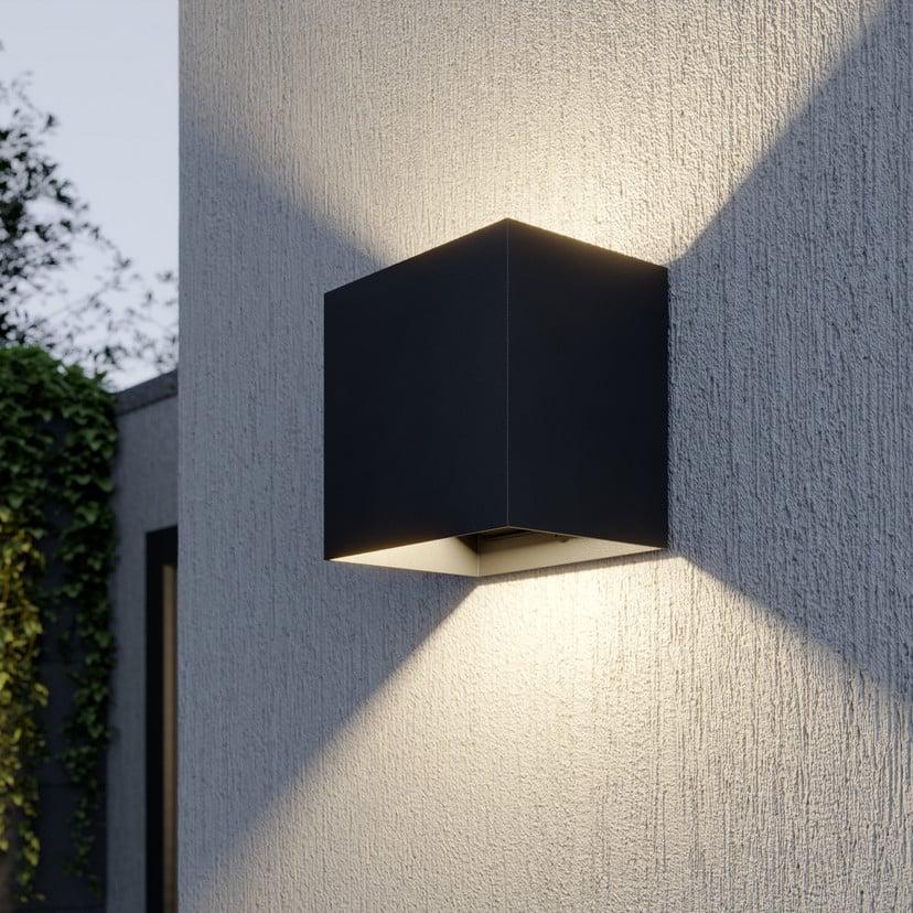 lampenwelt Lucande LED-Außenwandlampe Evie 14 cm anthrazit up/down