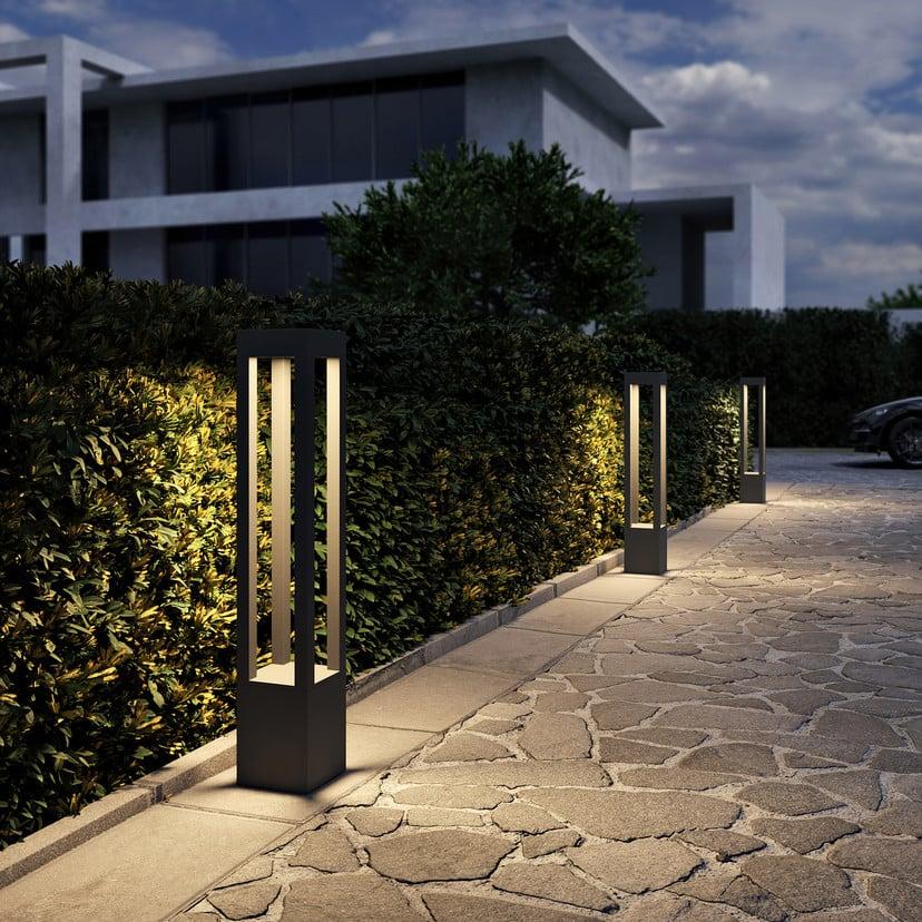 lampenwelt Arcchio LED-Pollerleuchte Lienna 90 cm grau Metall IP65