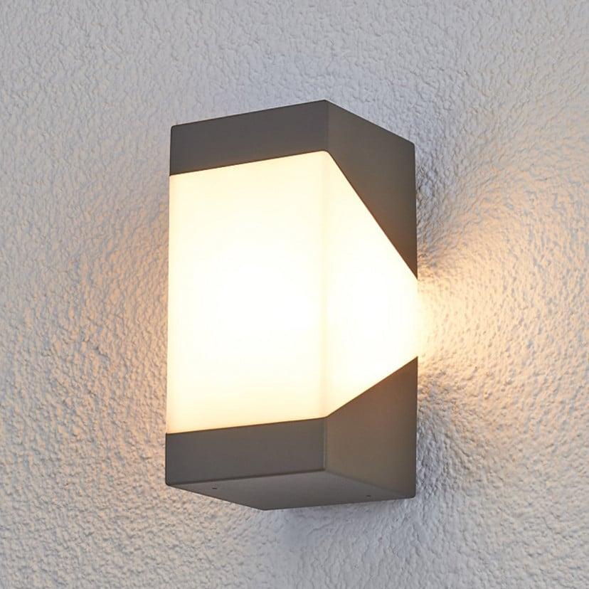 lampenwelt Lucande Außenwandleuchte Kiran grau Metall IP44 E27
