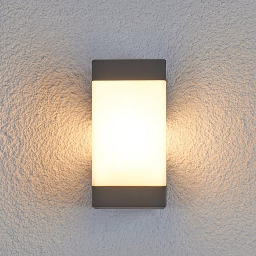 lampenwelt Lucande Außenwandleuchte Kiran grau Metall IP44 E27 Online Outlet