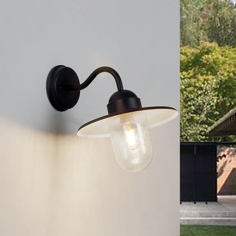 lampenwelt Lindby Außenwandlampe Filip schwarz 30 cm E27 IP44