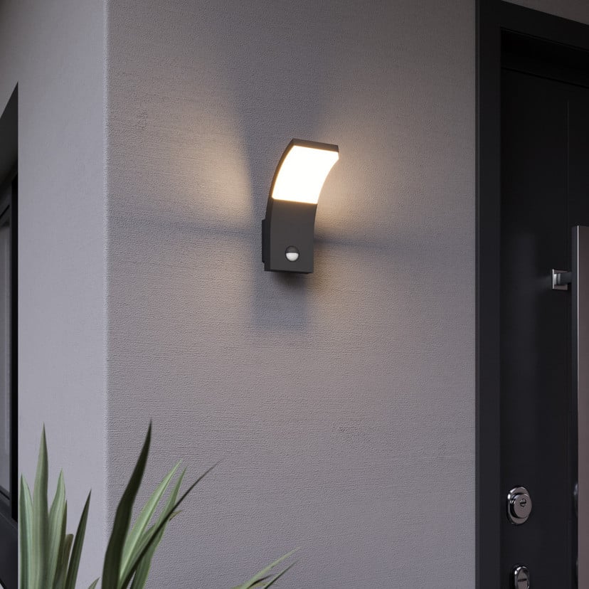 lampenwelt Lucande LED-Außenwandleuchte Timm Sensor 20cm grau IP54 Bestseller