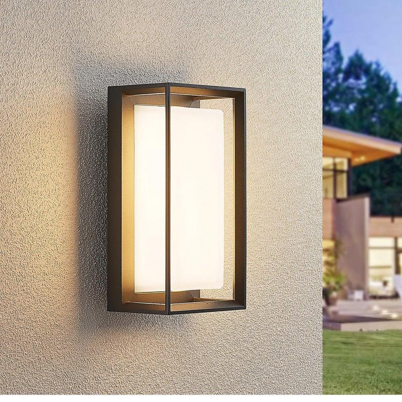 lampenwelt Arcchio LED-Wandleuchte Ismera anthrazit/opal IP65 Glas Kauf eins, bekomm eins gratis