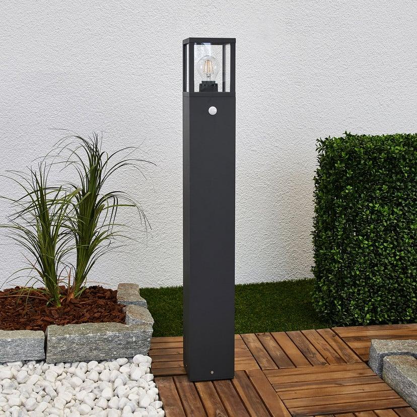 lampenwelt Lucande Wegeleuchte Klemens 90 cm Sensor grafitgrau E27