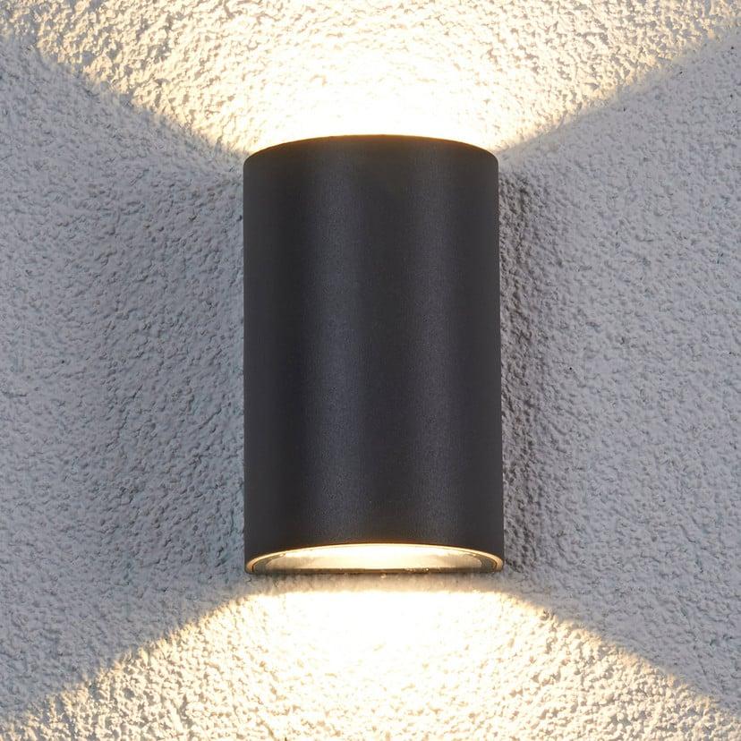 lampenwelt Lucande LED-Außenwandleuchte Jale 16 cm anthrazit Alu