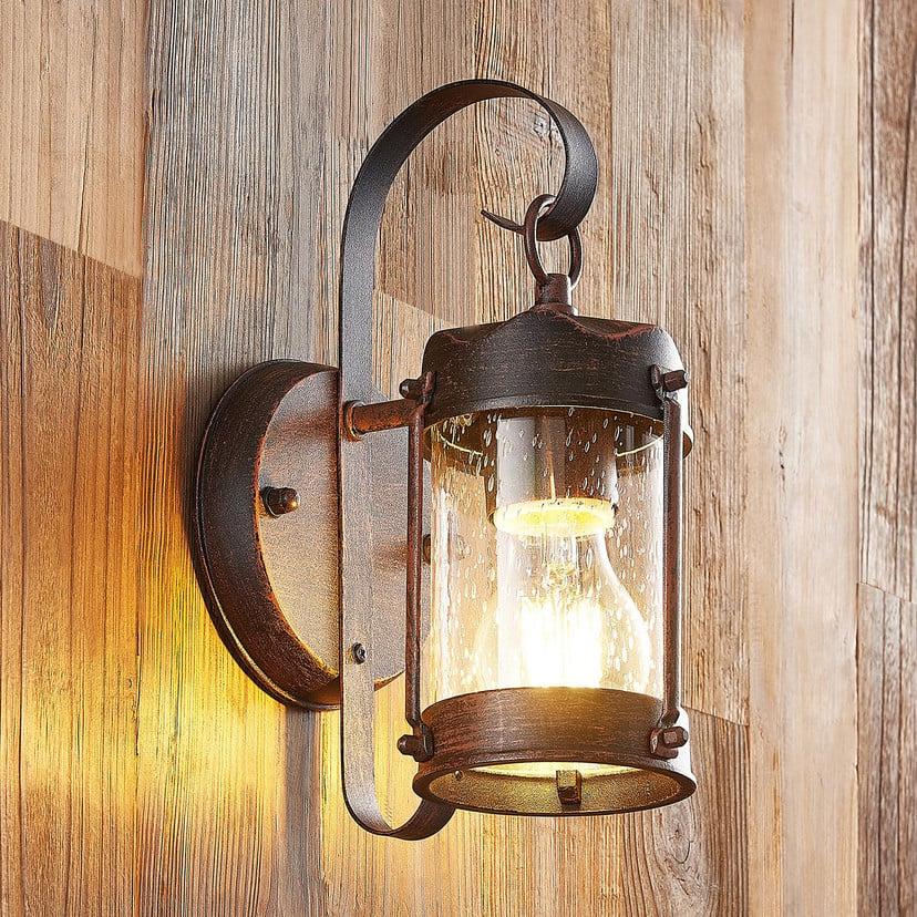 lampenwelt Lindby Außenwandleuchte Farly rostbraun Alu 17cm