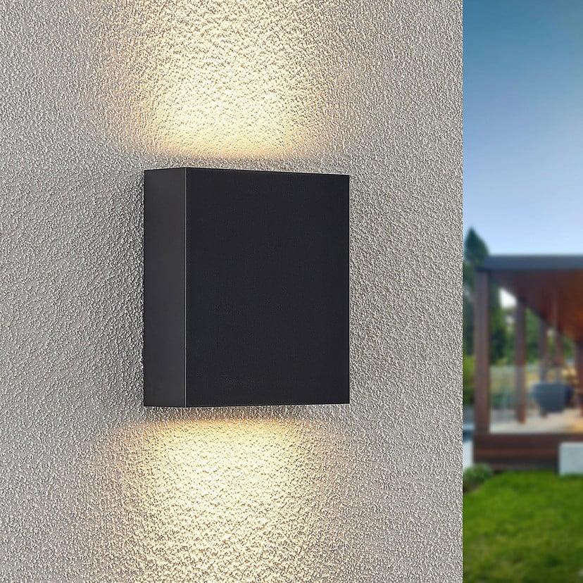lampenwelt Lindby LED-Außenwandleuchte Ugar 13cm anthrazit up/down