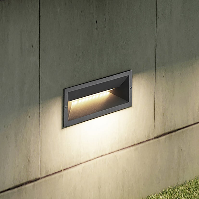 lampenwelt Lucande LED-Wandeinbauleuchte Jaano anthrazit Alu IP65