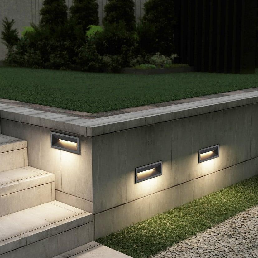 lampenwelt Lucande LED-Wandeinbauleuchte Jaano anthrazit Alu IP65 Zeitbegrenzte Promotion