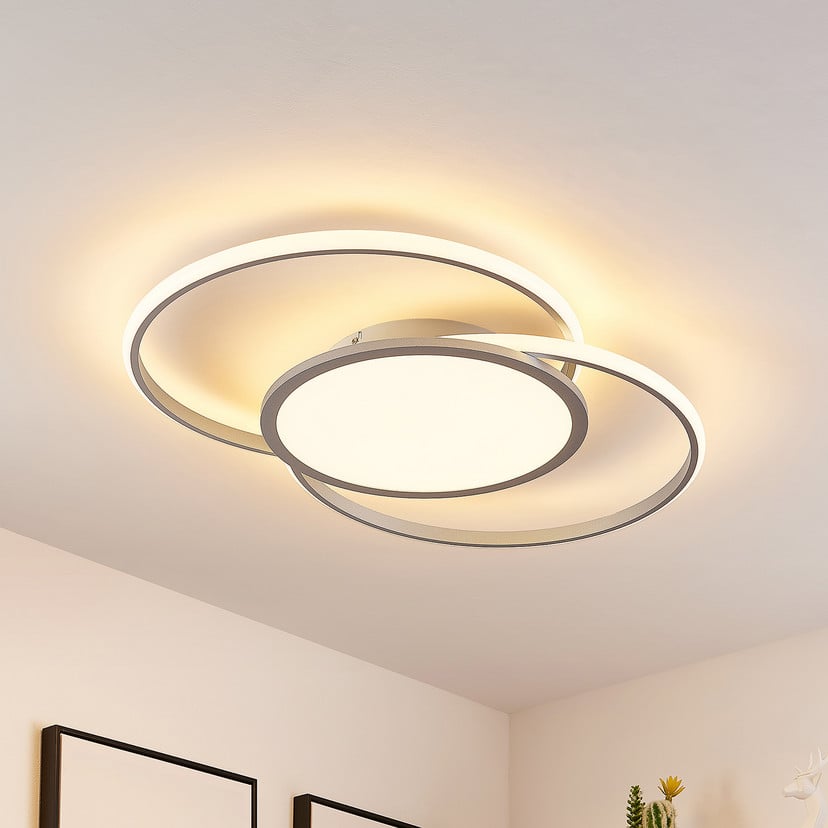 lampenwelt Lucande LED-Deckenlampe Senne CCT silber Metall