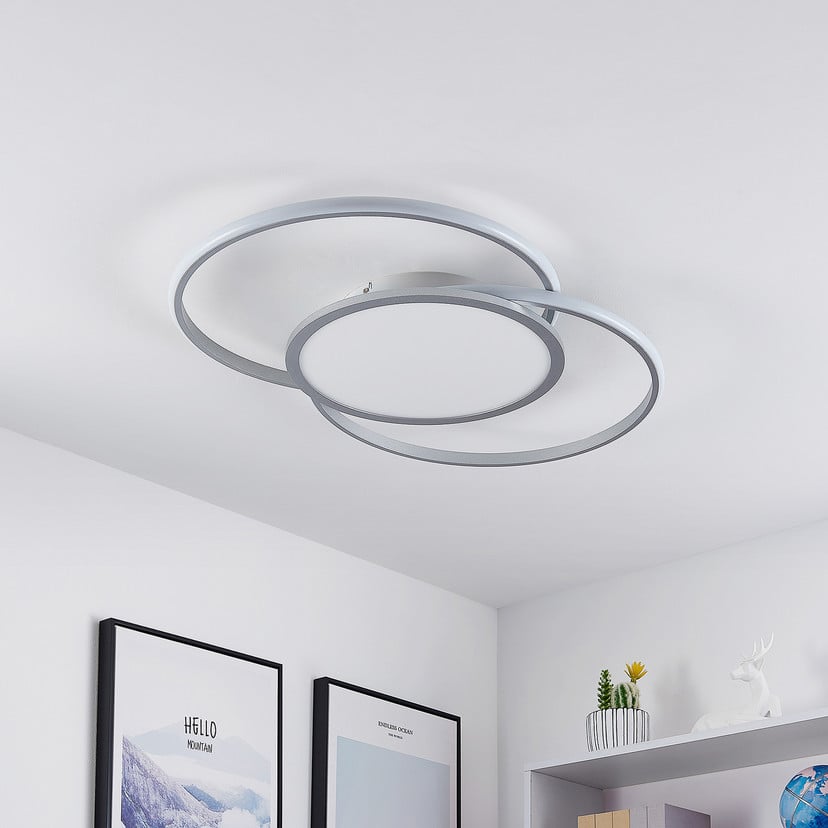 lampenwelt Lucande LED-Deckenlampe Senne CCT silber Metall Nur für heute