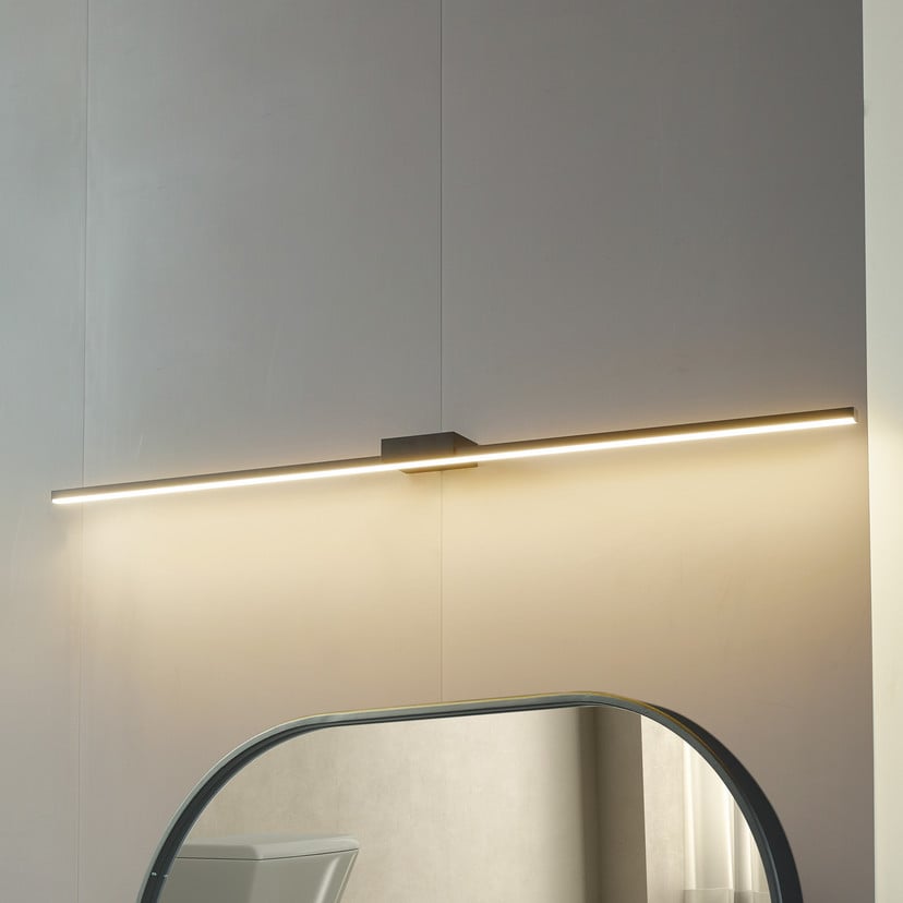 lampenwelt Lucande LED-Spiegellampe Kivana schwarz Metall 120cm IP44