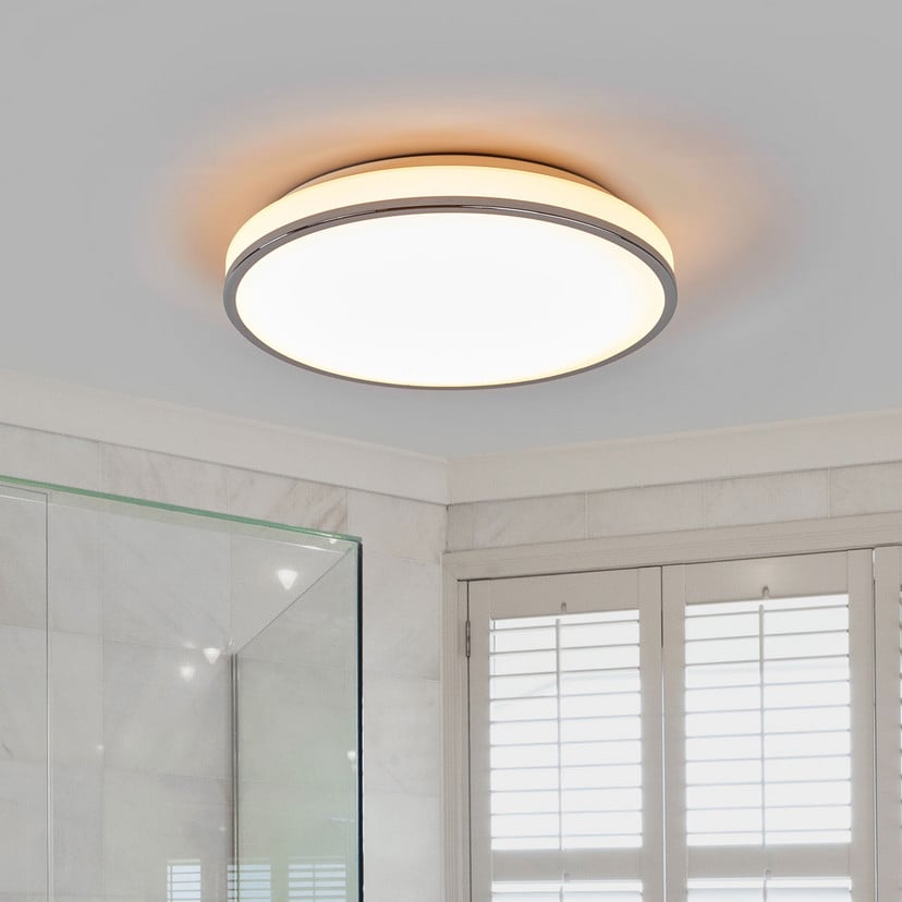 lampenwelt Lindby LED-Deckenleuchte Lyss Ø 40 cm chromfarben IP44