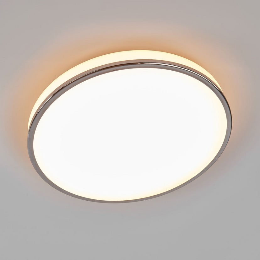 lampenwelt Lindby LED-Deckenleuchte Lyss Ø 40 cm chromfarben IP44 Fabrikladen
