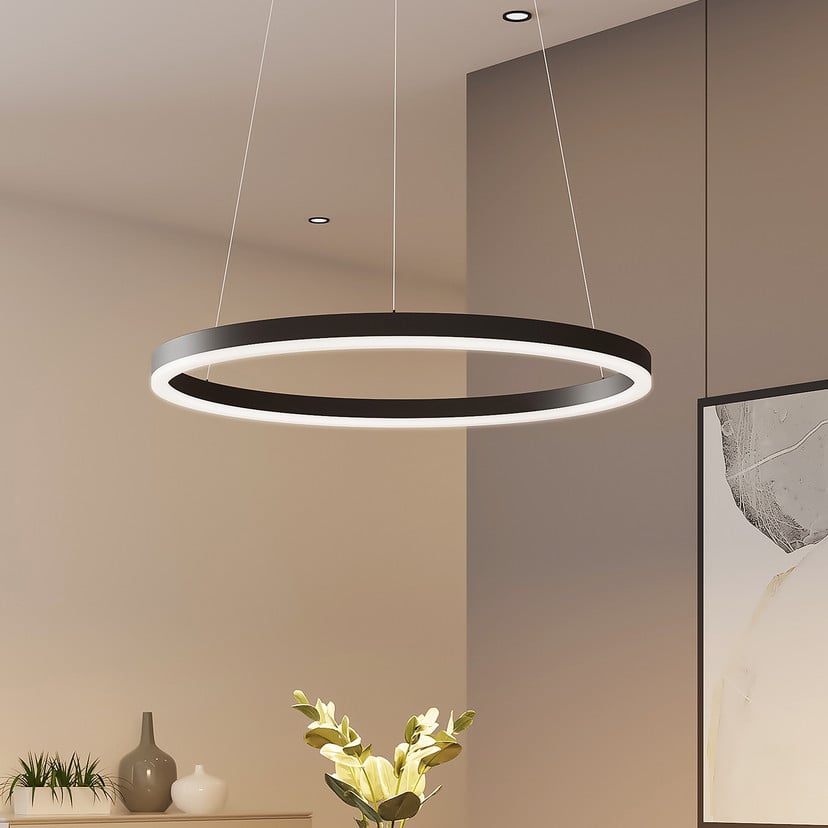 lampenwelt Arcchio LED-Hängeleuchte Albiona schwarz 1 Ring Ø 60 cm