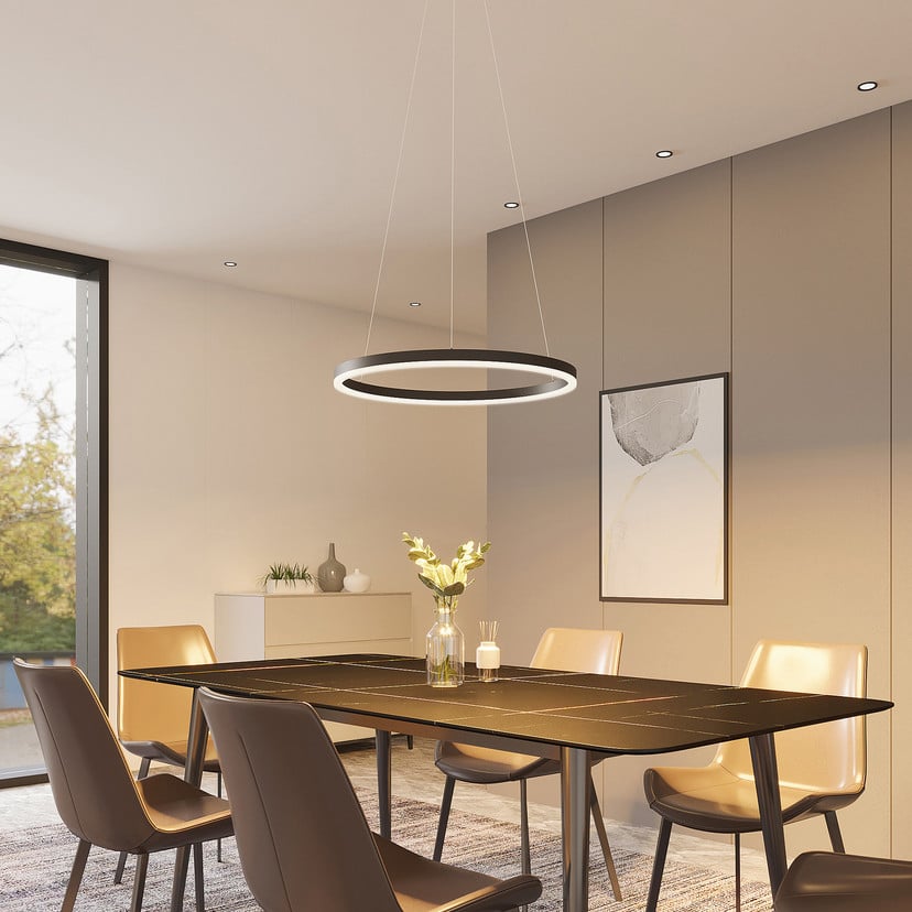 lampenwelt Arcchio LED-Hängeleuchte Albiona schwarz 1 Ring Ø 60 cm zollfrei