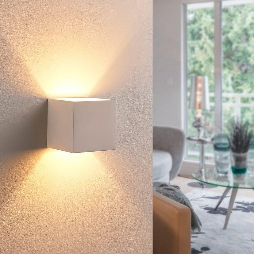 lampenwelt Lindby Wandleuchte Kay weiß Gips 2er-Set Schlussverkauf