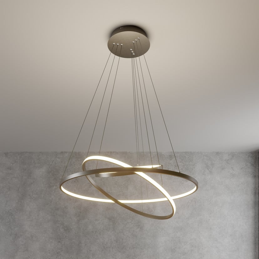 lampenwelt Lucande LED-Pendelleuchte Ezan nickel Metall Ø 80cm