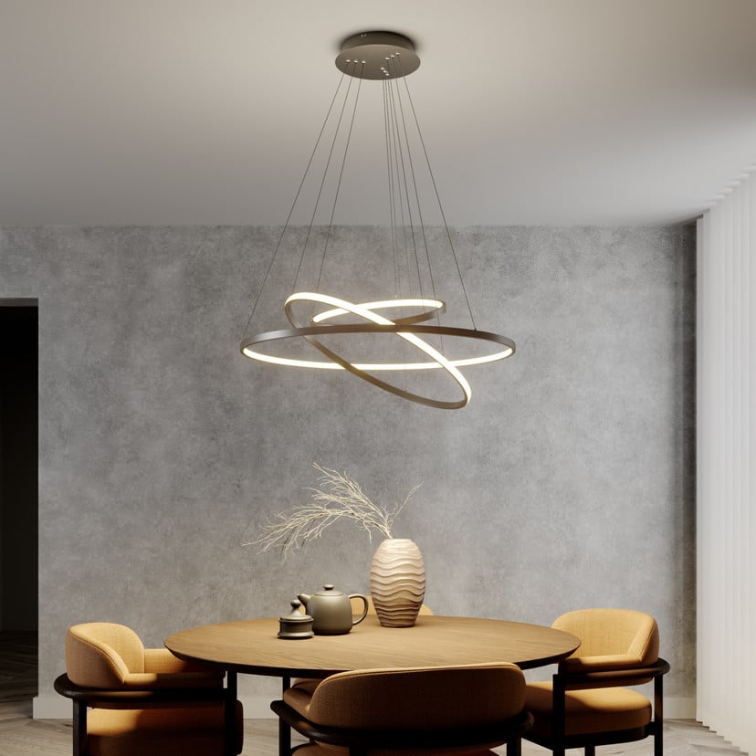 lampenwelt Lucande LED-Pendelleuchte Ezan nickel Metall Ø 80cm Blitzverkäufe