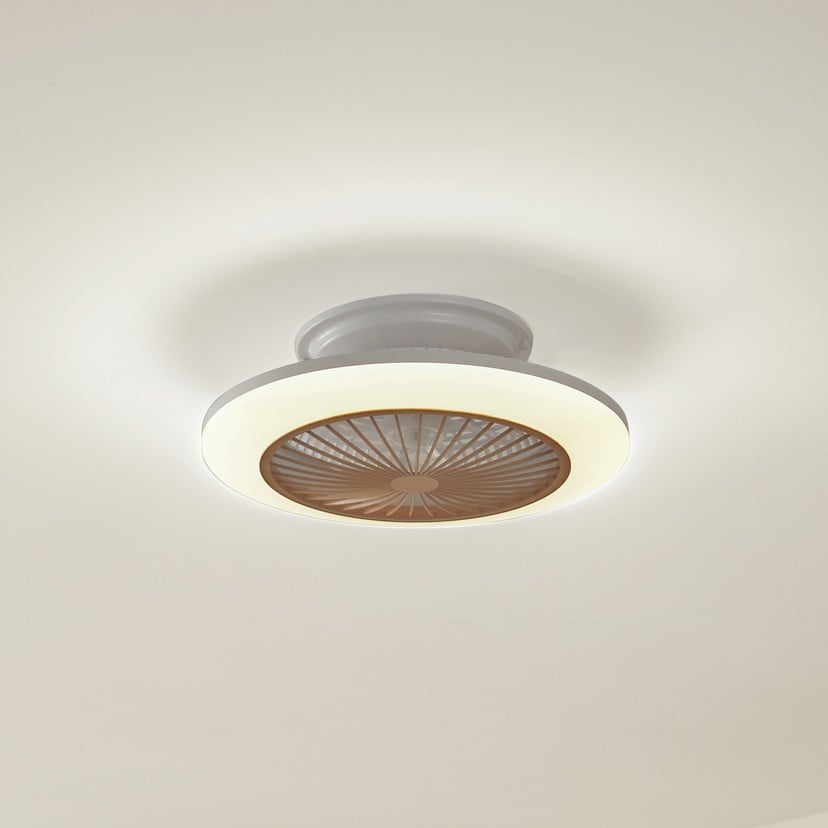 lampenwelt Lindby LED-Deckenventilator Mamuti holzfarben leise 55 cm