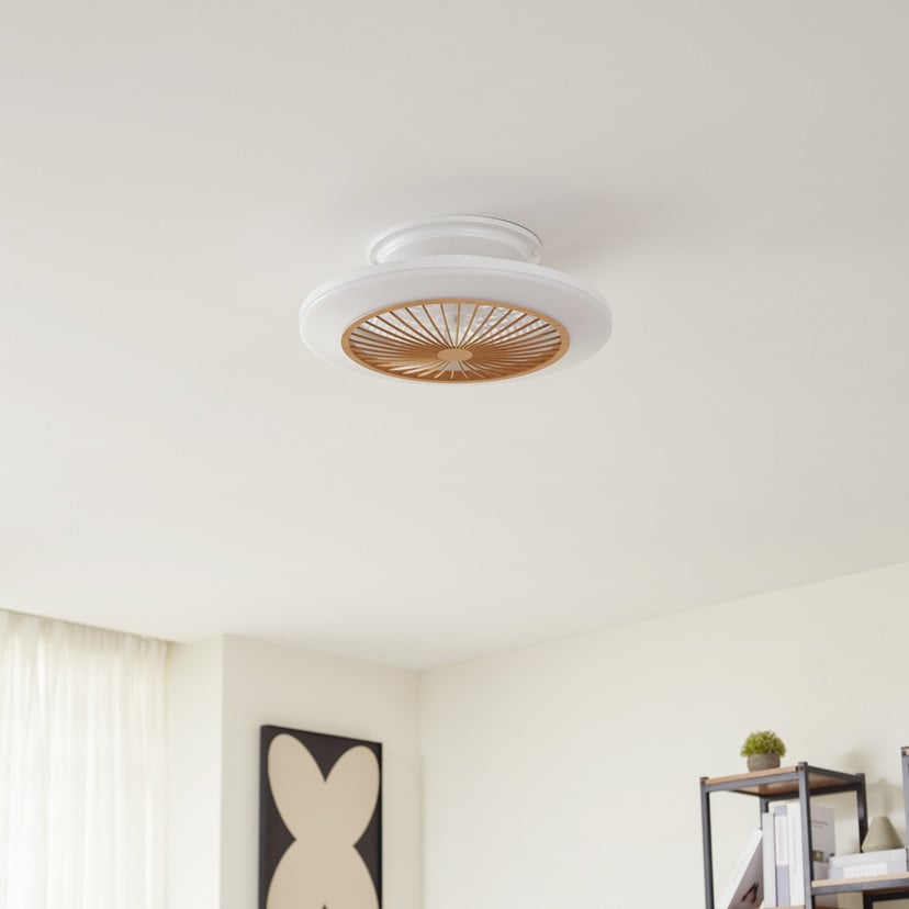 lampenwelt Lindby LED-Deckenventilator Mamuti holzfarben leise 55 cm Fabrik Onlineshop