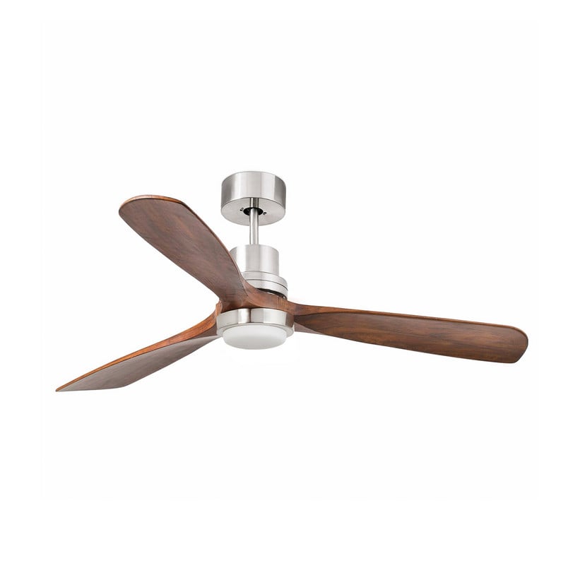 lampenwelt Deckenventilator Lantau L LED nickel/kiefer dunkel