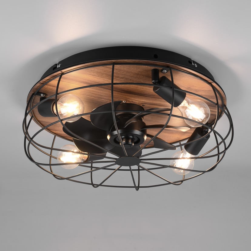 lampenwelt Deckenventilator Trondheim Remote 4xE27 holz