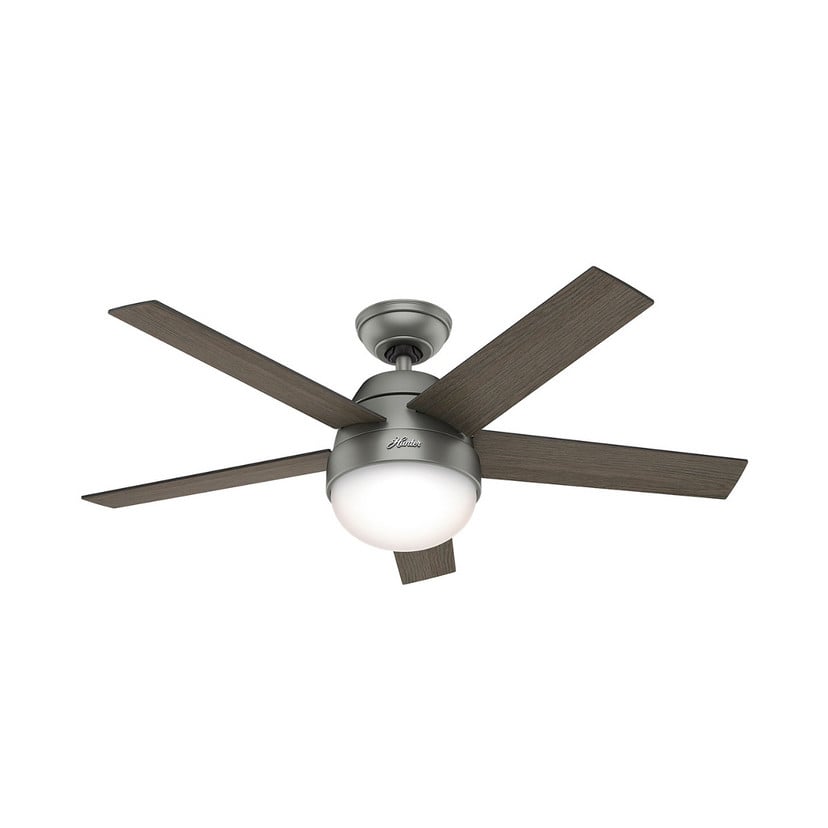 lampenwelt Hunter Stile Ventilator mit Licht grau/walnuss Vatertagsangebot