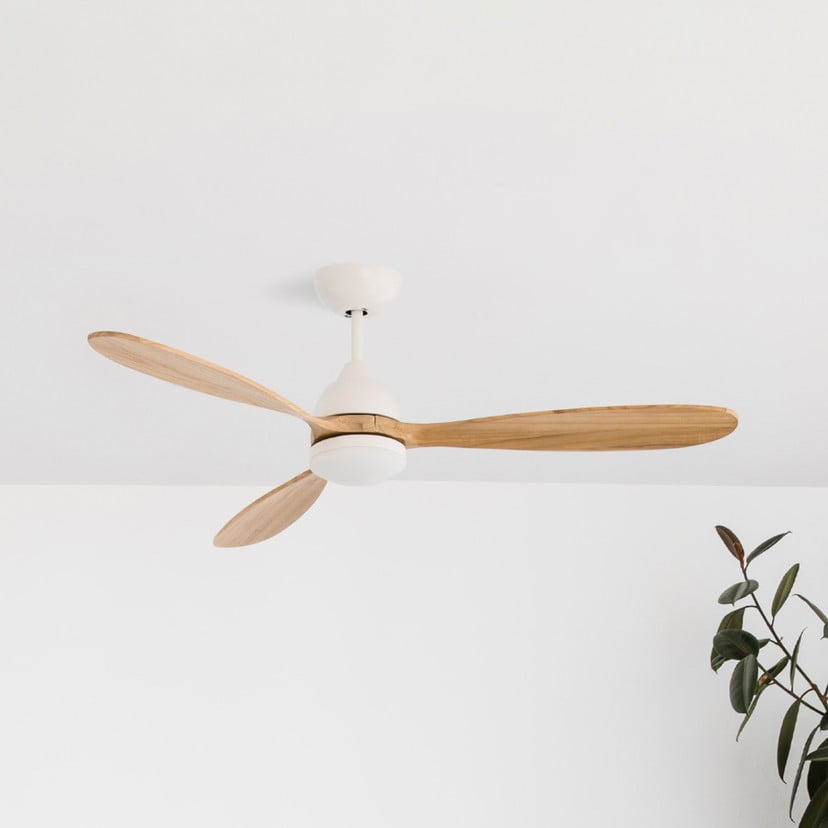 lampenwelt Deckenventilator Poros LED-Leuchte weiß/Holz hell