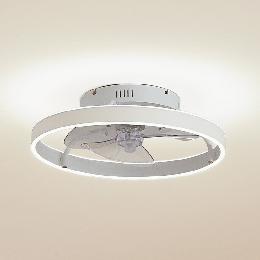 lampenwelt Lindby LED-Deckenventilator Momitu weiß Aluminium Ø 14 cm
