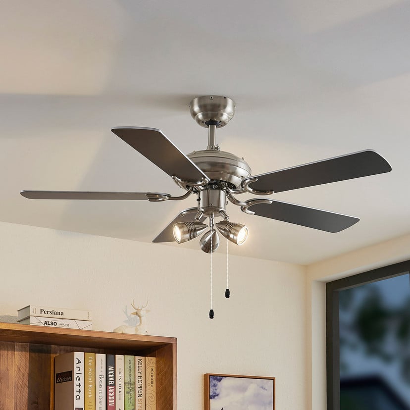 lampenwelt Lindby Deckenventilator mit Licht Anariki leise silber