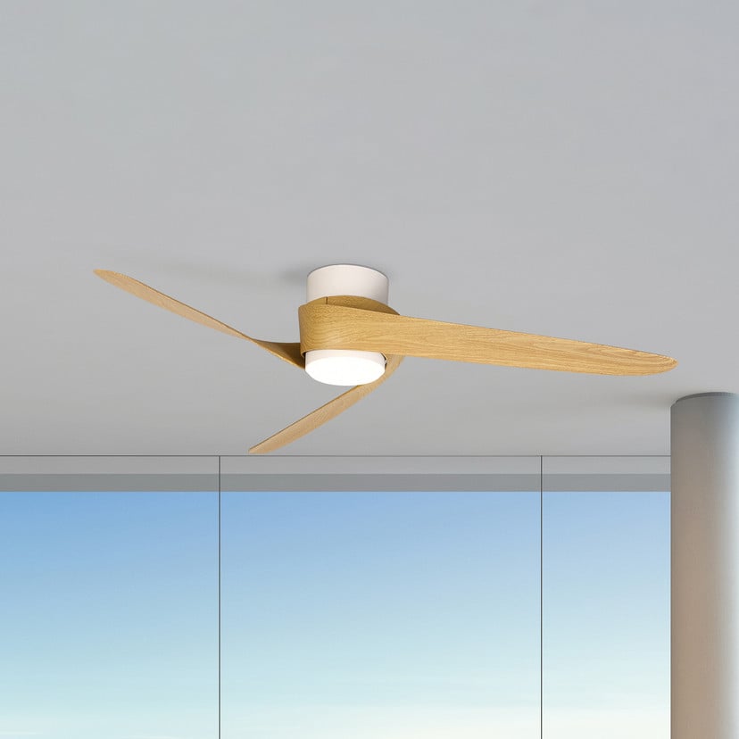lampenwelt LED-Deckenventilator Groenland holz DC leise Ø 122 cm CCT