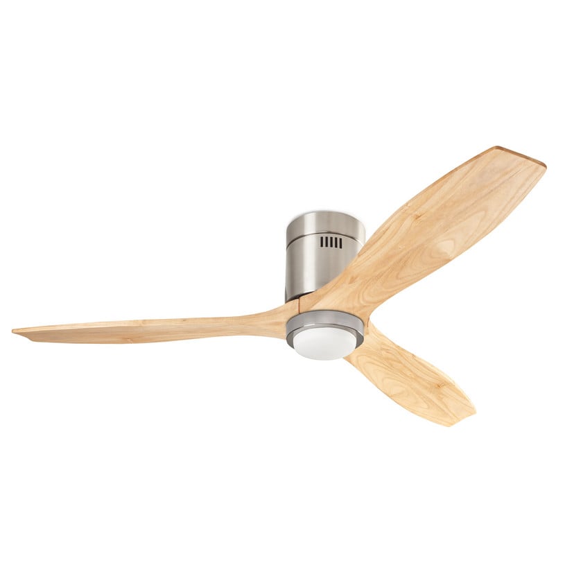 lampenwelt LED-Deckenventilator Stem Holz hell DC leise Ø 137 cm CCT