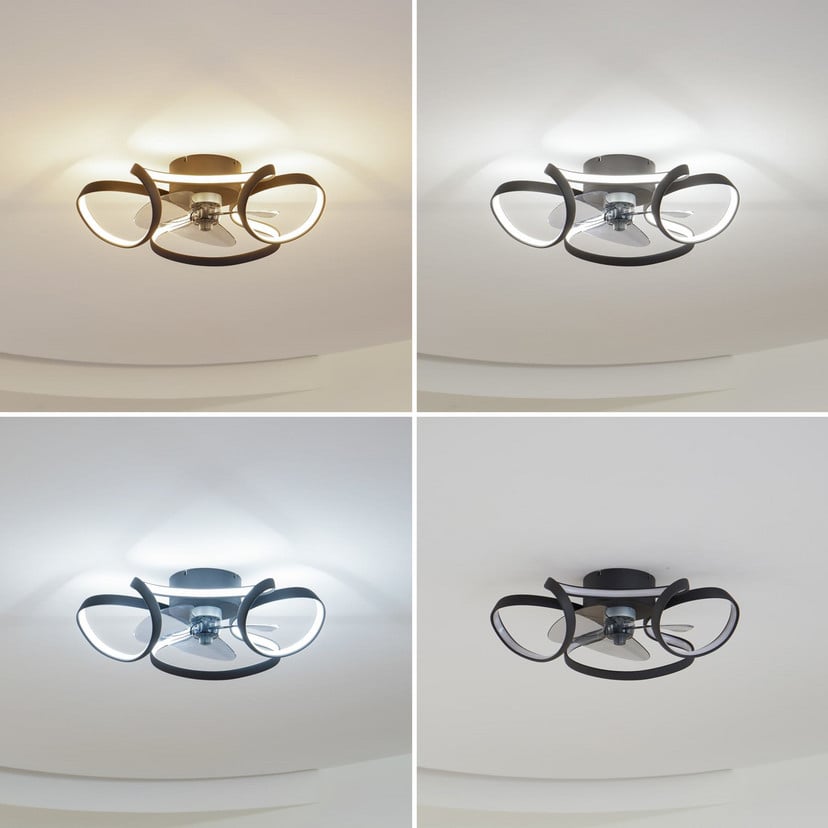 lampenwelt Lindby LED-Deckenventilator Lomata schwarz leise Ø 23 cm