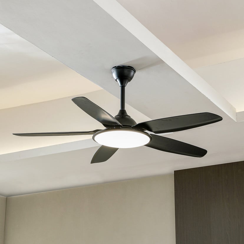 lampenwelt Lucande LED-Deckenventilator Divian schwarz DC leise CCT