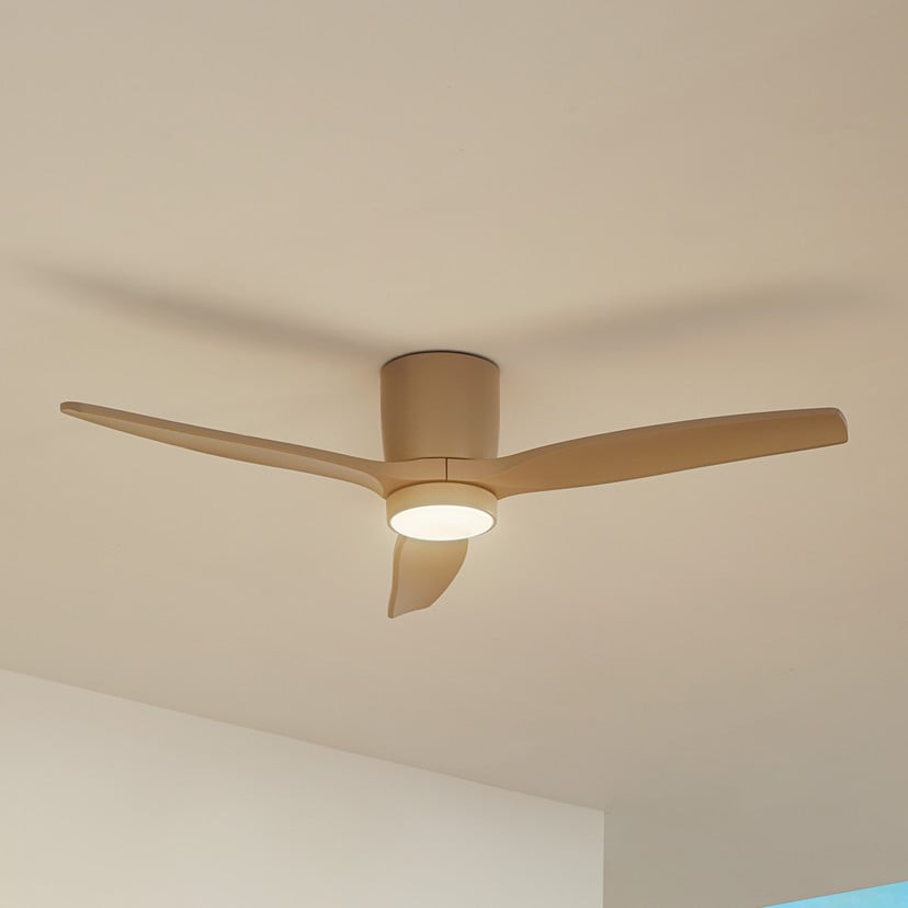 lampenwelt Lucande LED-Außen-Deckenventilator Sorin beige DC leise