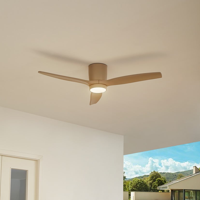 lampenwelt Lucande LED-Außen-Deckenventilator Sorin beige DC leise Nur für heute